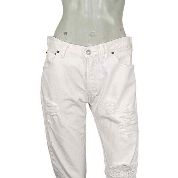 RE/DONE x LEVI'S Straight Skinny Denim Jeans white Distressed Rip Size 29 - Picture 7 of 16